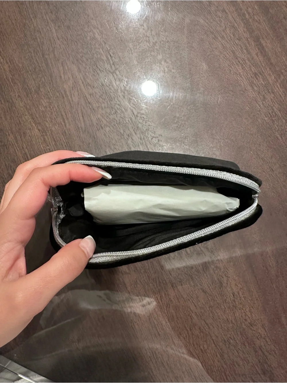 Dior Black Velvet Embossed Logo Pouch